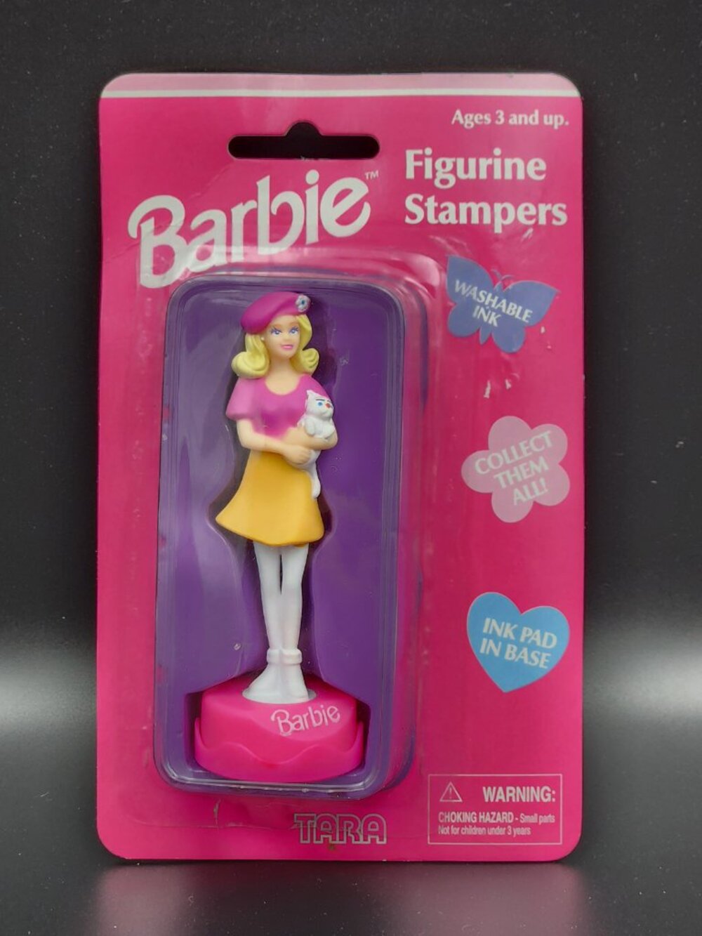 Vtg 1999 Barbie Figurine Stamper Tara Toy Corp New NIB Sealed Kitten Beret